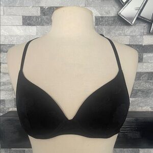 Victorias Secret PINK 34B Bra Black Lightly Lined Underwire Pullover Ladder Back